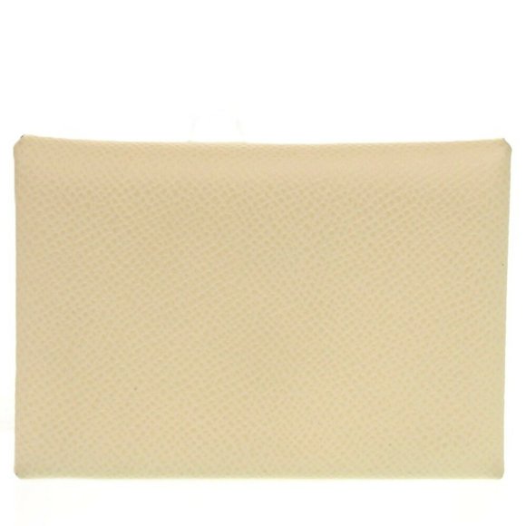 Hermès Calvi Duo Epsom Leather Coin Case with Z Stamp White 1002HERMES
